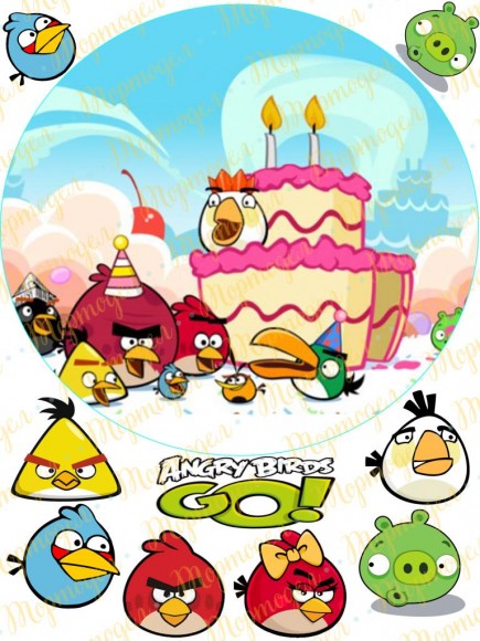 Вафельная картинка Angry Birds № 6. Купить вафельную или сахарную картинку Киев и Украина. Цена в интернет магазине Тортодел.