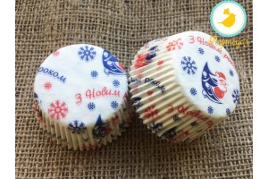 Форма для кексов Новый год №2 50х30 50шт.(красно-синий)