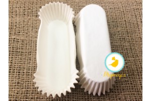 Форма овальная для эклеров, пирожных - белая 100х30x25 50шт.