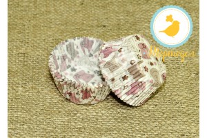 Форма для кексов Коты 50 х 30 см, 50 шт (коричнево-розовые)