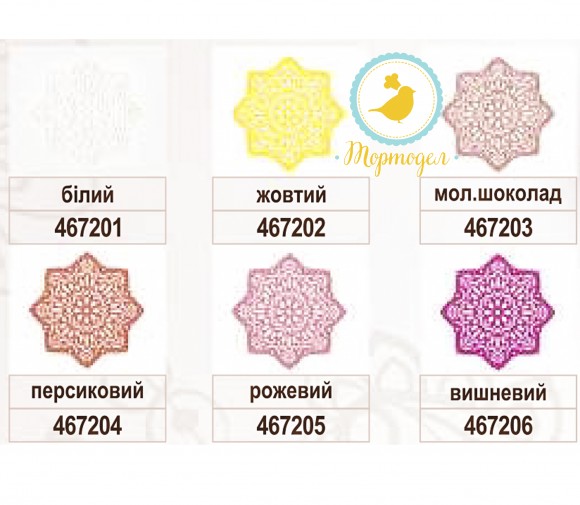 Съедобное кружево из гибкого айсинга №672 Набор из7шт..Купить в Киеве,Харькове и Украине по лучшей цене в интернет магазине Тортодел