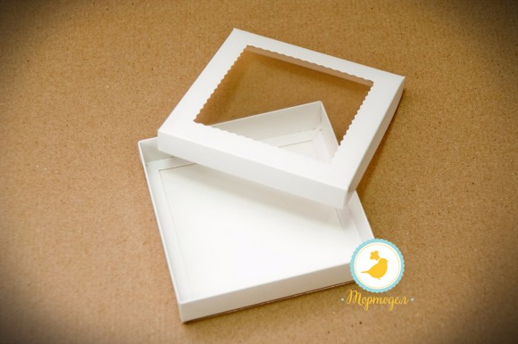 Коробка для печенья,пряников с окошком 150х150х30 мм мелованный картон "крышка-дно".Купить в Харькове,Киеве по лучшей цене в интернет- магазине Тортодел