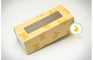 Коробка для Макаронс персиковые бабочки 141х59х49