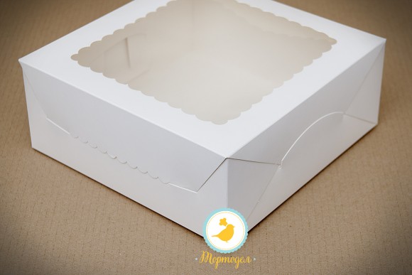 Коробка для торта 250х250х110 с окошком мелованный картон).Купить в Харькове,Киеве по лучшей цене в интернет- магазине Тортодел