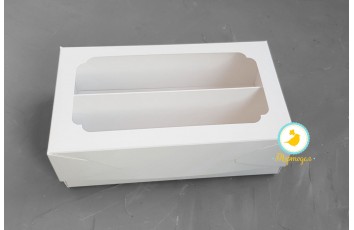 Коробка для Макаронс Double 200х120х60 мм мелованная белая_фото Коробка для Макаронс Double 200х120х60 мм мелованная белая