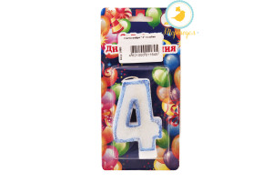 Свеча цифра "4" голубая_фото Свеча цифра "4" голубая
