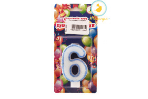 Свеча цифра "6" голубая_фото Свеча цифра "6" голубая