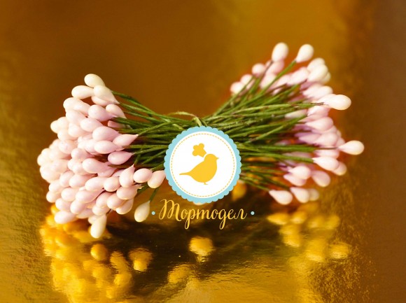 Тычинка двусторонняя на нитке (нежно-розовая).Купить в Киеве,Харькове и Украине по лучшей цене в интернет магазине Тортодел