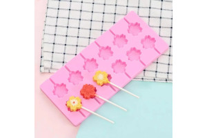 Форма силиконовая для леденцов Lolli Pop Цветок из 12 шт + 20 палочек