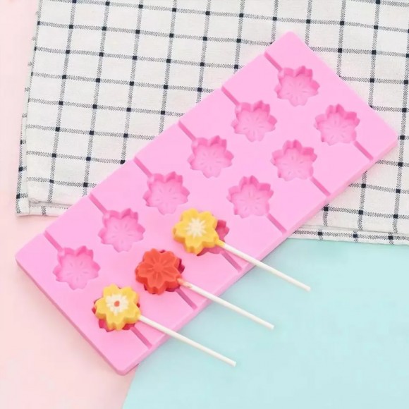 Форма силиконовая для леденцов Lolli Pop Цветок из 12 шт + 20 палочек